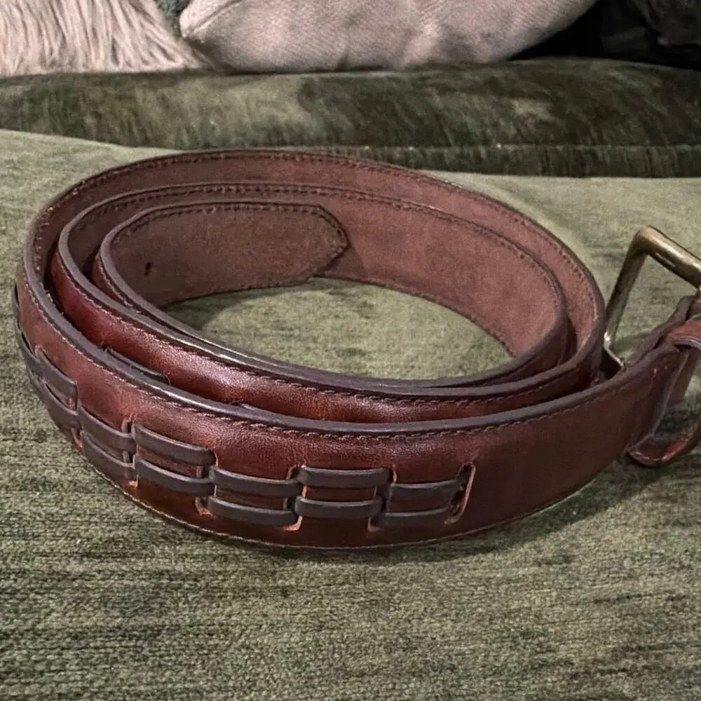 Men's Brown Leather Adjustable Belt brown and black size 42